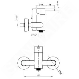 Sapho Minimal - Mitigeur de douche, inox MI011