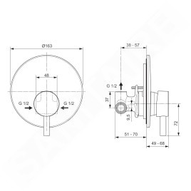 Ideal Standard CeraLine - Robinetterie de douche encastrée avec corps d’encastrement, chrome A6940AA
