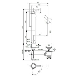 Ideal Standard Ceraline Nuovo - Mitigeur d'évier avec bonde, BlueStart, chrome BD763AA
