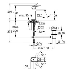 Grohe Eurocube - Mitigeur de lavabo avec vidage, supersteel 23445DC0