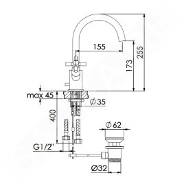 Steinberg 250 - Mitigeur de lavabo avec vidage, nickel brossé 250 1500 BN