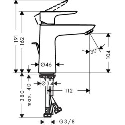 Hansgrohe Talis E - Mitigeur d'évier avec garniture de vidage, CoolStart, blanc mat 71713700