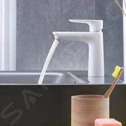 Hansgrohe Talis E - Mitigeur d'évier avec garniture de vidage, CoolStart, blanc mat 71713700
