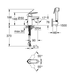 Grohe Eurosmart Cosmopolitan - Mitigeur de lavabo Hygienica, chrome 23125000