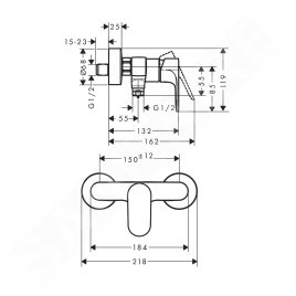 Hansgrohe Rebris S - Mitigeur de douche, noir mat 72640670