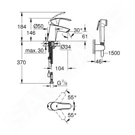 Grohe Eurosmart - Mitigeur de lavabo S, chrome 23124002