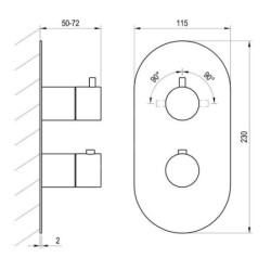 Ravak Espirit - Mitigeur thermostatique encastré pour 2 appareils, graphite brossé X070323