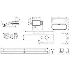 Hansgrohe WallStoris - Set de pommeau de douche 105, 3 jets, thermostat et accessoires de salle de bain, blanc mate 24250700