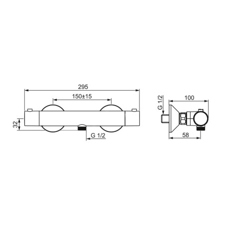 Hansa Unita - Mitigeur thermostatique de douche, chrome 58130101
