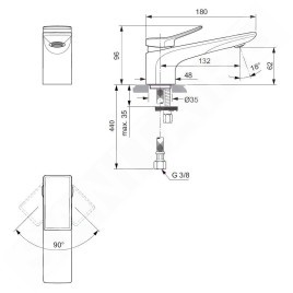 Ideal Standard Conca Tap - Mitigeur d'évier, chrome BC754AA