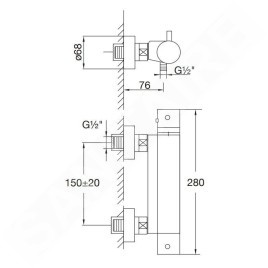 Steinberg 100 - Mitigeur thermostatique de douche, noir mat 100 3200 S