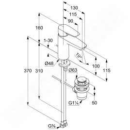Kludi Pure&Solid - Mitigeur de lavabo avec vidage, chrome 342900575