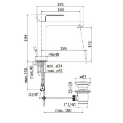 Paffoni Effe - Mitigeur de lavabo Medium avec vidage, chrome EF073CR