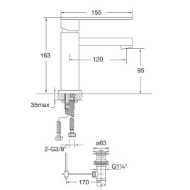 Steinberg 160 - Mitigeur de lavabo avec vidage, noir mat 160 1000 S