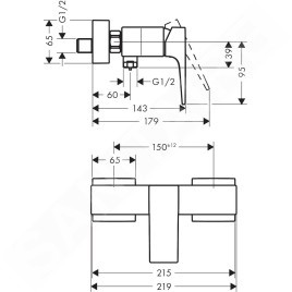 Hansgrohe Metropol - Mitigeur de douche, noir chromé brossé 32560340