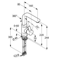 Kludi Zenta - Mitigeur de lavabo avec bec pivotant, chrome 420260575