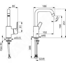 Hansa Polo - Mitigeur de lavabo, levier latéral, chrome 51542293