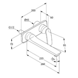 Kludi Balance - Mitigeur de lavabo encastré, mitigeur 2 trous, chrome 522470575