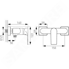 Novaservis Ferro Algeo Square - Robinetterie de douche, chrome 82061/1,0