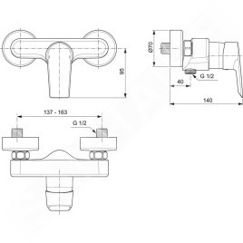 Ideal Standard Tesi - Mitigeur de douche, chrome A6581AA