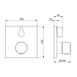 Hansa Living - Mitigeur thermostatique encastré de douche, chrome 81139562