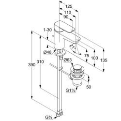 Kludi Pure&Style - Mitigeur de lavabo avec vidage, chrome 403820575