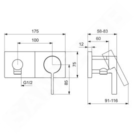 Hansa Loft - Mitigeur de douche encastré, chrome 57639583