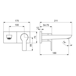 Hansa Ligna - Mitigeur de baignoire encastré, chrome 44892183