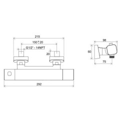 Ravak 10° Free - Mitigeur de douche thermostatique TD F 033.00 / 150, chrome X070140