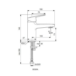 Ideal Standard CeraPlan - Mitigeur de lavabo, chrome BD209AA