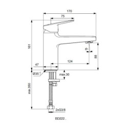 Ideal Standard CeraPlan - Mitigeur de lavabo Grande, chrome BD222AA