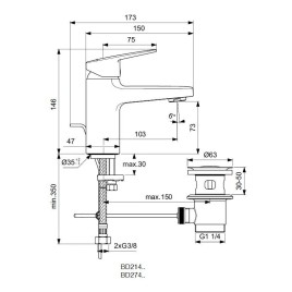 Ideal Standard CeraPlan - Mitigeur de lavabo avec vidage, chrome BD274AA