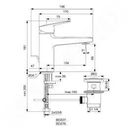 Ideal Standard CeraPlan - Mitigeur de lavabo Grande avec vidage, chrome BD276AA