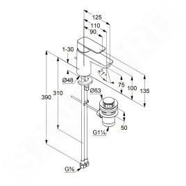 Kludi Pure&Style - Mitigeur de lavabo avec vidage, noir mat 403823975