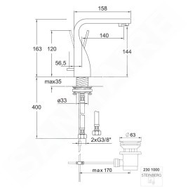 Steinberg 230 - Mitigeur de lavabo avec vidage, chrome 230 1000
