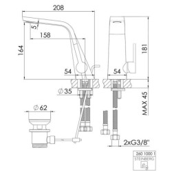 Steinberg 260 - Mitigeur de lavabo avec vidage, nickel brossé 260 1000 1 BN