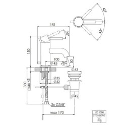 Steinberg 100 - Mitigeur de lavabo avec vidage, chrome 100 1000