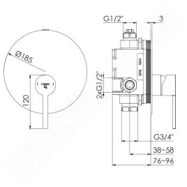 Steinberg 260 - Mitigeur de douche encastré, noir mat 260 2243 3 S