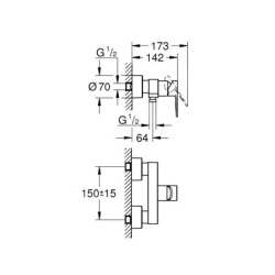 Grohe Lineare - Mitigeur de douche, Hard Graphite brossé 33865AL1