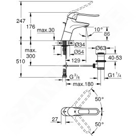 Grohe Euroeco - Mitigeur de lavabo avec vidage, chrome 23294000