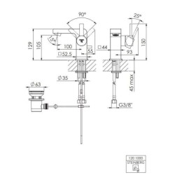 Steinberg 120 - Mitigeur de lavabo avec vidage, chrome 120 1000