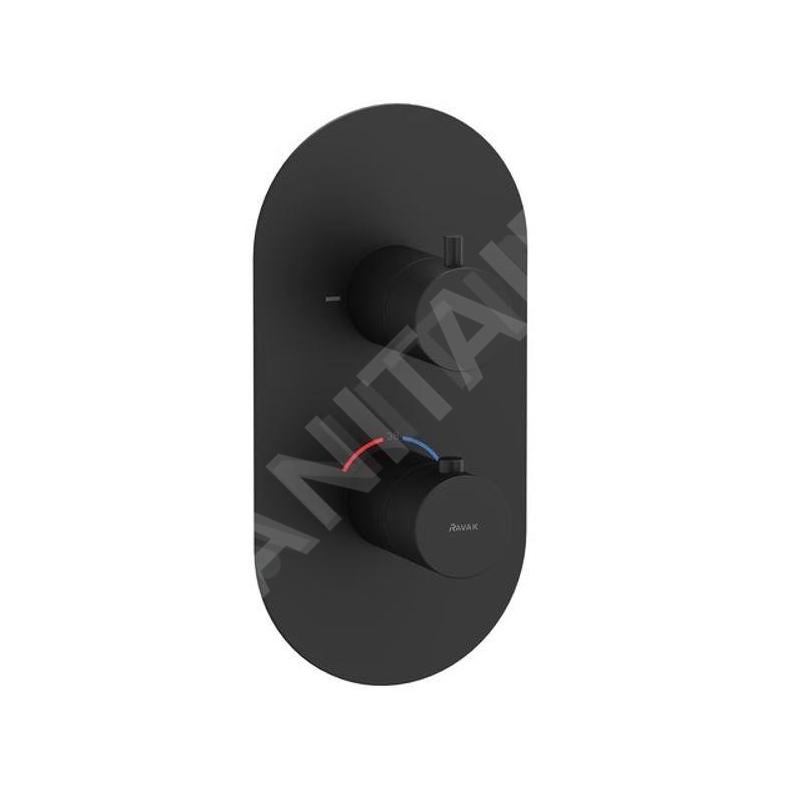 Ravak Espirit - Mitigeur thermostatique encastré, 2 sorties, noir mat X070286