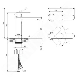 Ravak Eleganta - Mitigeur de lavabo, graphite brossé X070327
