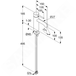 Kludi Bozz - Mitigeur de lavabo, EcoPlus, chrome 381980576WR4