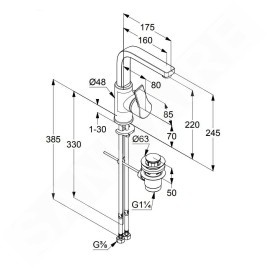 Kludi Zenta SL - Mitigeur de lavabo avec vidage, noir mat 480273965