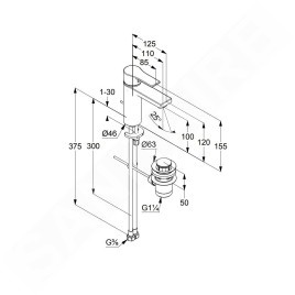 Kludi Zenta SL - Mitigeur de lavabo avec vidage, noir mat 482903965