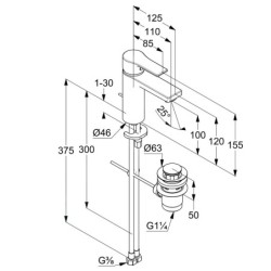 Kludi Zenta SL - Mitigeur de lavabo, avec vidage, EcoPlus, chrome 482930565WR4