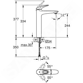 Grohe Eurostyle - Mitigeur de lavabo XL, chrome 23570003