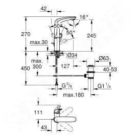Grohe Eurostyle - Mitigeur de lavabo L, chrome 23569003