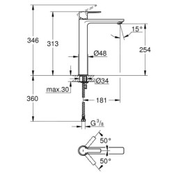 Grohe Lineare - Mitigeur pour vasque, Hard Graphite brossé 23405AL1